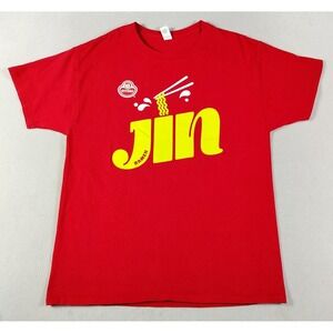 Hanes Jin Ramen Shirt Mens Large Red Spicy Noodles Graphic Tee Hot Spicy